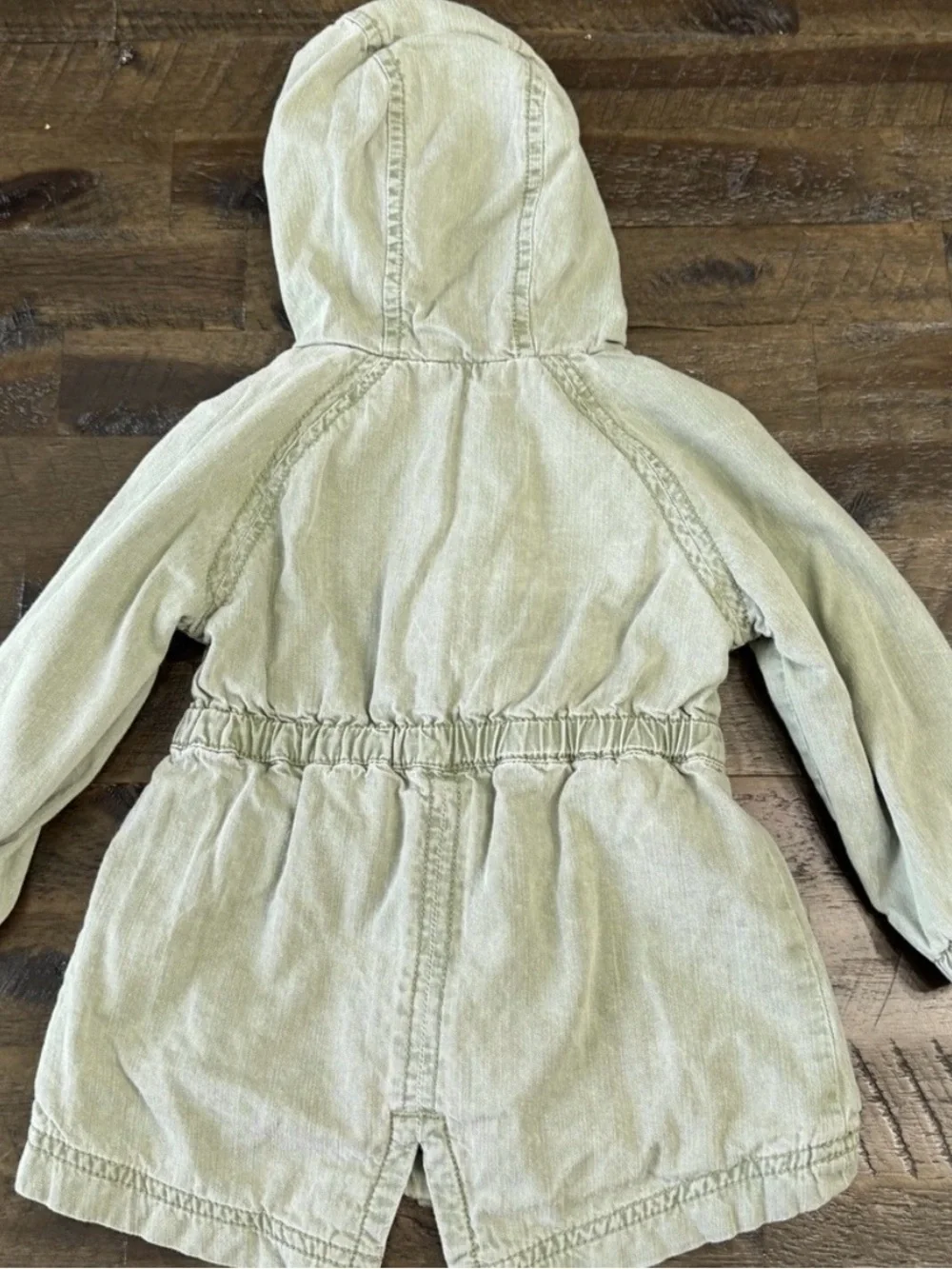 18-24M Old Navy Sage Green Drapey Anorak Hooded Parka Jacket Coat Baby Girl